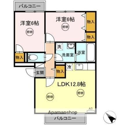 香川県高松市木太町(賃貸アパート2LDK・2階・59.25㎡)の写真 その2