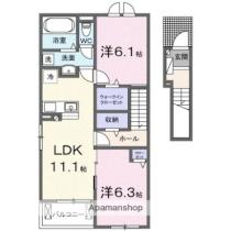 香川県高松市元山町（賃貸アパート2LDK・2階・58.57㎡） その2