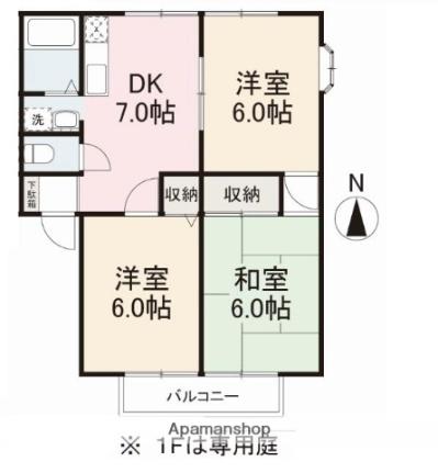 グリーンヒルズ玉藻II D101｜香川県高松市上福岡町(賃貸アパート3DK・1階・50.90㎡)の写真 その2