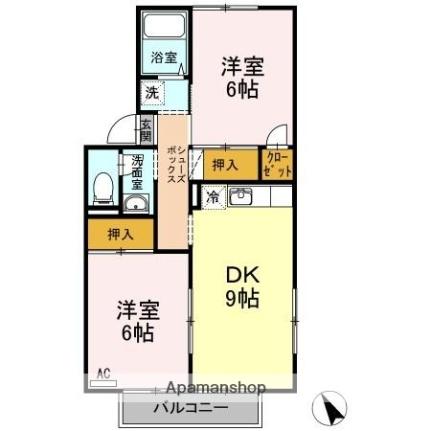 シャインポート屋島ＡＤ棟 B101｜香川県高松市屋島西町(賃貸アパート2DK・1階・50.00㎡)の写真 その2