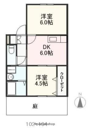 リベルタＳ 102｜香川県高松市由良町(賃貸アパート2DK・1階・43.32㎡)の写真 その2