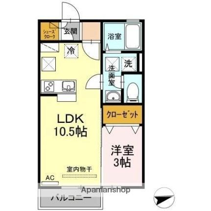 パークサウス 105｜香川県高松市西ハゼ町(賃貸アパート1LDK・1階・33.39㎡)の写真 その2