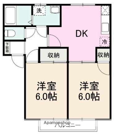 7コーポ 205｜香川県高松市仏生山町甲(賃貸アパート2DK・2階・43.47㎡)の写真 その2