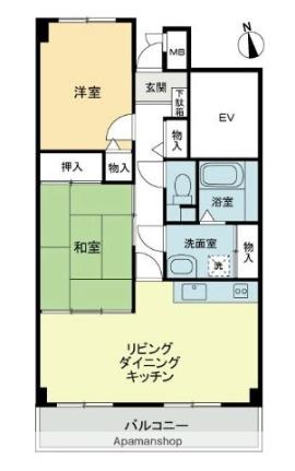 スカール明日香 502｜香川県高松市松縄町(賃貸マンション2LDK・5階・57.70㎡)の写真 その2