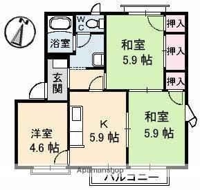 屋島フレグランス A202｜香川県高松市高松町(賃貸アパート3K・2階・50.69㎡)の写真 その2