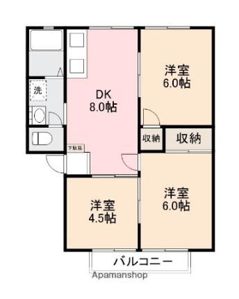 サンライフ栗林 201｜香川県高松市室町(賃貸アパート3DK・2階・52.84㎡)の写真 その2