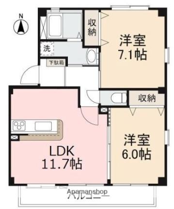 フォブールこうざいＡ・Ｂ B201 ｜ 香川県高松市春日町（賃貸アパート2LDK・2階・54.65㎡） その2