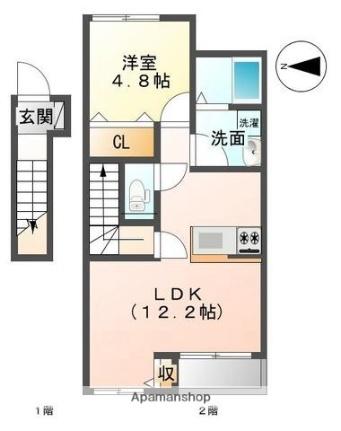 リンバ 203｜香川県高松市高松町(賃貸アパート1LDK・2階・45.27㎡)の写真 その2
