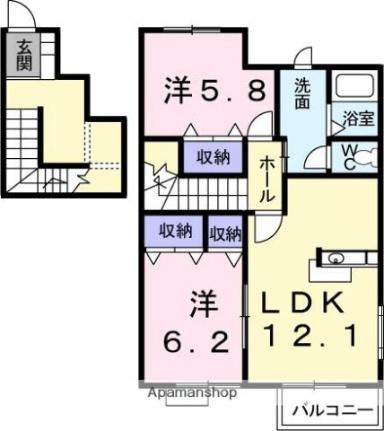 ハーモニーガーデンＡ 201｜香川県高松市多肥上町(賃貸アパート2LDK・2階・65.53㎡)の写真 その2