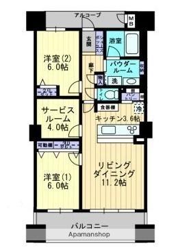 アルファタワー桜町 1504｜香川県高松市桜町１丁目(賃貸マンション2SLDK・15階・68.25㎡)の写真 その2