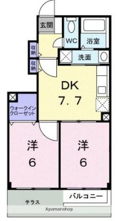 サンシャインコート 104｜香川県高松市下田井町(賃貸アパート2DK・1階・46.60㎡)の写真 その2