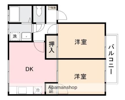 リバティハイツＡ・Ｂ B202｜香川県高松市十川西町(賃貸アパート2DK・2階・44.71㎡)の写真 その2