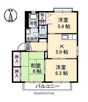 香川県木田郡三木町大字氷上（賃貸アパート3K・2階・54.07㎡） その2