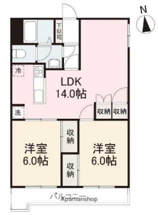 香川県高松市高松町（賃貸マンション2LDK・1階・57.96㎡） その2