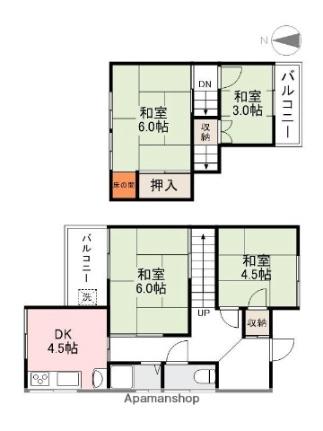 香川県高松市伏石町(賃貸一戸建4DK・2階・59.49㎡)の写真 その2