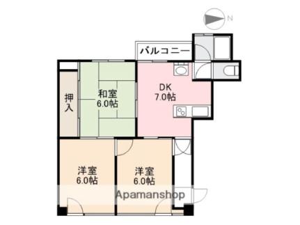 香川県高松市松島町１丁目(賃貸マンション3DK・3階・56.00㎡)の写真 その2