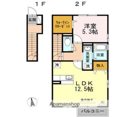 シャインポート屋島II 201｜香川県高松市屋島西町(賃貸アパート1LDK・2階・51.13㎡)の写真 その2