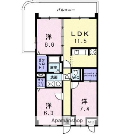 オーブ木太 201｜香川県高松市木太町(賃貸マンション3LDK・2階・69.80㎡)の写真 その2