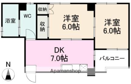 泉ハイツ 602｜香川県高松市東田町(賃貸マンション2DK・6階・41.00㎡)の写真 その2