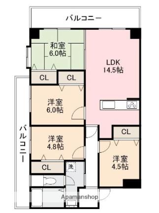 オレンジコート高松 408｜香川県高松市鶴市町(賃貸マンション4LDK・4階・78.86㎡)の写真 その2