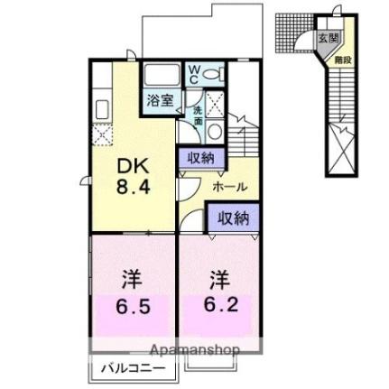 オーブリーアサノＢ 203｜香川県高松市香川町浅野(賃貸アパート2DK・2階・54.76㎡)の写真 その2