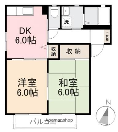 レイクサイド三木Ａ・Ｂ・Ｃ C102｜香川県木田郡三木町大字池戸(賃貸アパート2DK・1階・43.70㎡)の写真 その2