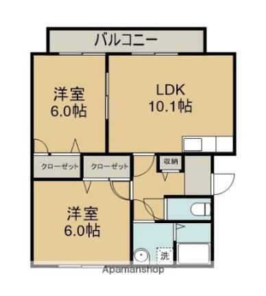 ガーデンプレイス 202｜香川県坂出市江尻町(賃貸マンション2LDK・2階・56.71㎡)の写真 その2