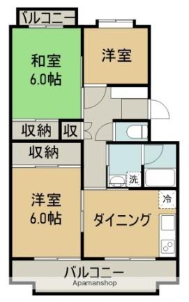 山崎マンション 102｜香川県丸亀市北平山町２丁目(賃貸マンション3DK・1階・58.42㎡)の写真 その2