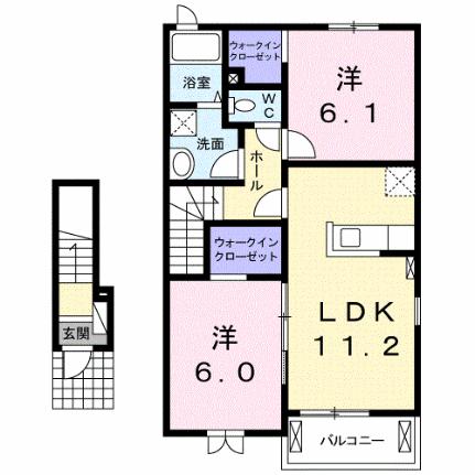 ＣＲＥＡ 204｜香川県坂出市築港町１丁目(賃貸アパート2LDK・2階・57.63㎡)の写真 その2