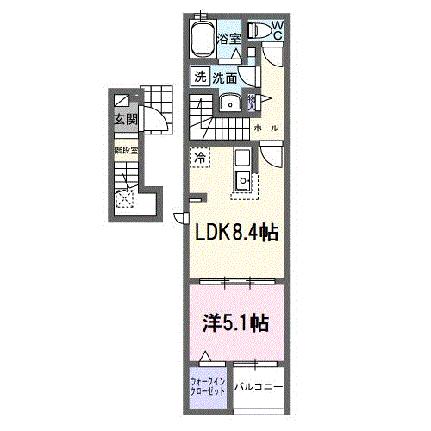 オリーブ坂本　Ａ 205｜香川県観音寺市坂本町２丁目(賃貸アパート1LDK・2階・38.81㎡)の写真 その2