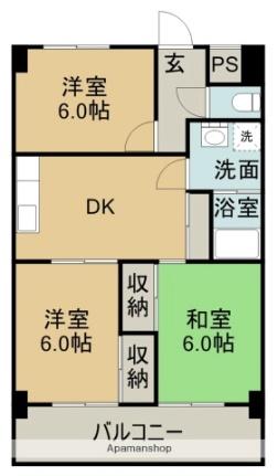 ウッドネスト坂出 202｜香川県坂出市本町１丁目(賃貸マンション3DK・2階・57.56㎡)の写真 その2