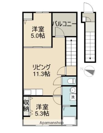 ガーデンヒルズ田村町　Ａ棟 202｜香川県丸亀市田村町(賃貸アパート2LDK・2階・56.85㎡)の写真 その2