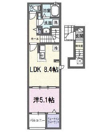 オリーブ坂本　Ａ 201｜香川県観音寺市坂本町２丁目(賃貸アパート1LDK・2階・38.81㎡)の写真 その2