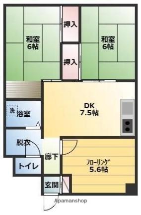 マンション　マツシゲ 302｜愛媛県松山市古川北２丁目(賃貸マンション3DK・3階・57.75㎡)の写真 その2