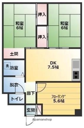 マンション　マツシゲ 202｜愛媛県松山市古川北２丁目(賃貸マンション3DK・2階・55.00㎡)の写真 その2