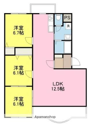 愛媛県松山市西石井２丁目（賃貸マンション3LDK・3階・75.58㎡） その2