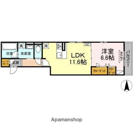 Ａｓａｋａｗａ1 302｜愛媛県松山市西石井１丁目(賃貸アパート1LDK・3階・45.32㎡)の写真 その2