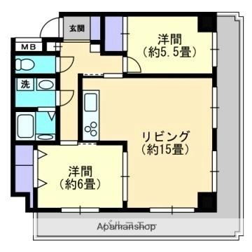 ランドマーク一番町 502｜愛媛県松山市一番町１丁目(賃貸マンション2LDK・5階・62.68㎡)の写真 その2