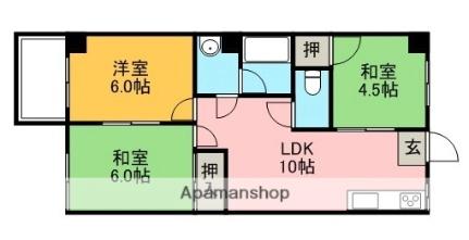 竹村第一マンション 403｜愛媛県松山市中須賀１丁目(賃貸マンション3LDK・4階・53.46㎡)の写真 その2