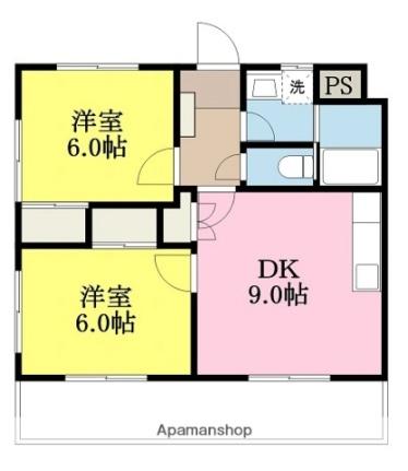 メゾン越智 ｜愛媛県松山市越智３丁目(賃貸マンション2DK・1階・47.30㎡)の写真 その2