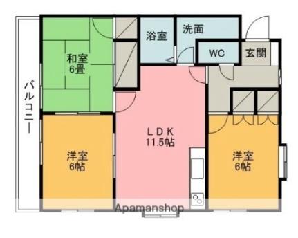 サザンキャッスル大野 306｜愛媛県松山市朝生田町１丁目(賃貸マンション3LDK・3階・63.92㎡)の写真 その2