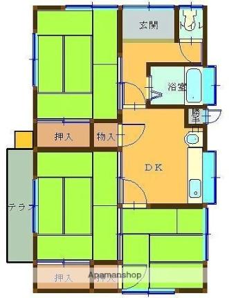 山口ＹＡ貸家3 1｜愛媛県松山市市坪北１丁目(賃貸一戸建3DK・1階・49.68㎡)の写真 その2