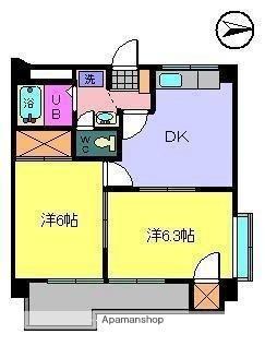 愛媛県松山市中村３丁目(賃貸マンション2DK・4階・41.85㎡)の写真 その2