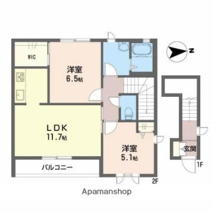 愛媛県松山市空港通５丁目(賃貸アパート2LDK・2階・61.91㎡)の写真 その2