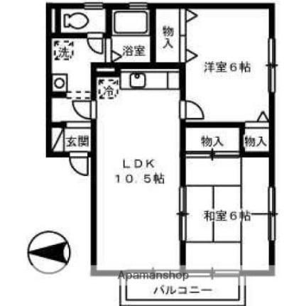 愛媛県松山市立花５丁目(賃貸アパート2LDK・1階・51.65㎡)の写真 その2