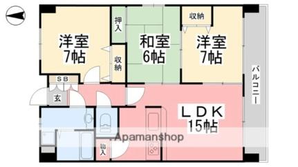 愛媛県松山市道後町１丁目(賃貸マンション3LDK・8階・77.00㎡)の写真 その2