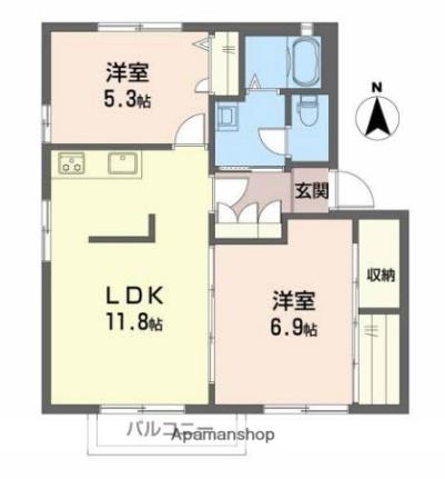 愛媛県松山市北斎院町(賃貸アパート2LDK・2階・54.81㎡)の写真 その2