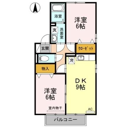 リッツハウス　ＡＳＵＫＡ　Ａ棟 ｜愛媛県松山市空港通１丁目(賃貸アパート2DK・2階・50.38㎡)の写真 その2