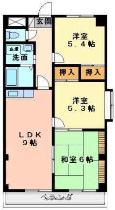 エトワール石手 302｜愛媛県松山市石手１丁目(賃貸マンション3DK・3階・63.00㎡)の写真 その2