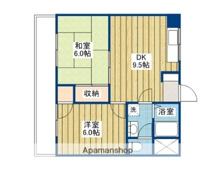 愛媛県松山市市坪南１丁目(賃貸マンション2LDK・4階・45.37㎡)の写真 その2